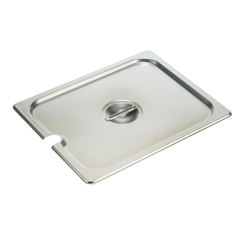 Product image #1 for Winco 1/2 Size Flat Slotted Steam Table Pan Cover with Center Handle, 18/8 Stainless Steel