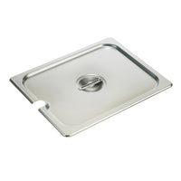 Winco 1/2 Size Flat Slotted Steam Table Pan Cover with Center Handle, 18/8 Stainless Steel