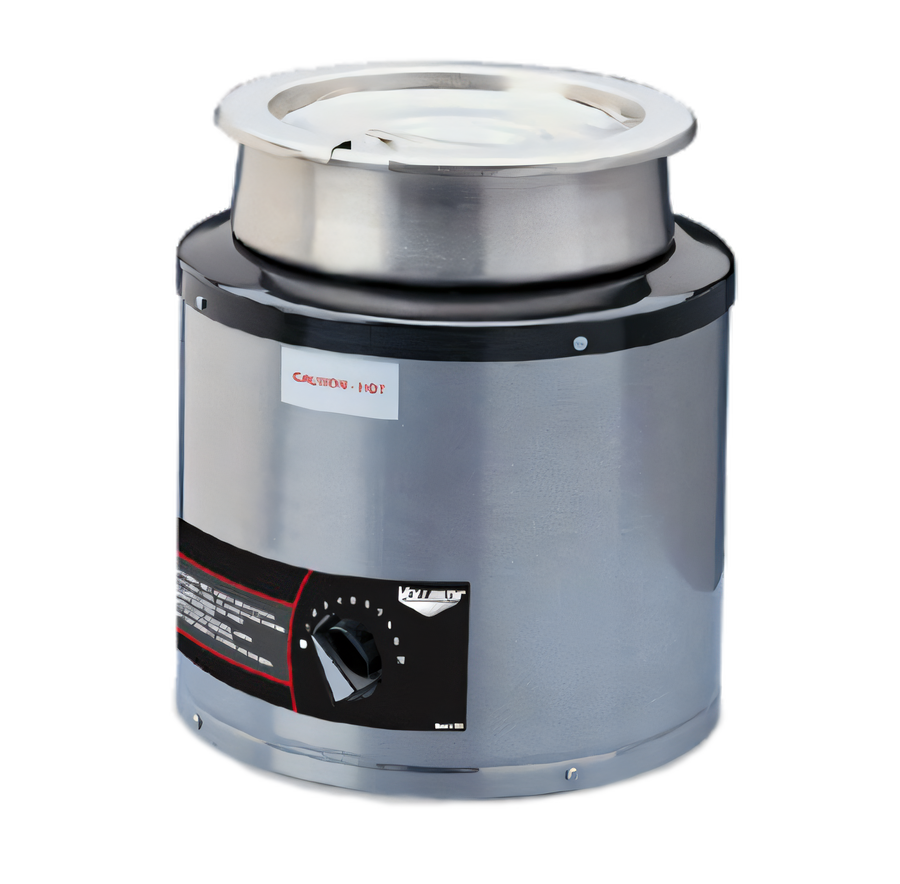 Product image #1 for Vollrath Cayenne SS-4 Round Countertop Wet Well Food Warmer with 4-1/8 Qt Insert and Hinged Cover, 120V