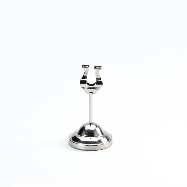 Product image #1 for American Metalcraft Chrome Harp Weighted Number Stand with Round Stainless Steel Base, 4 Inch