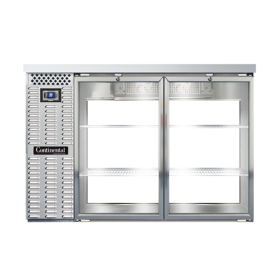 Product image #1 for Continental Refrigerator BB50SNSSGDPT 50" Shallow Depth Pass-Thru Refrigerated Back Bar Cooler with Glass Doors