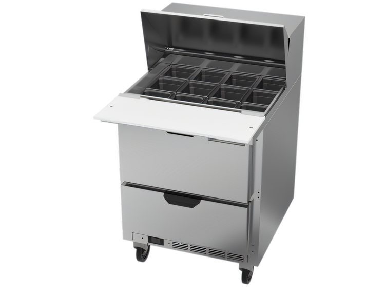 Product image #1 for Beverage-Air SPED27HC-12M-B 27-Inch One-Section Mega Top Sandwich Prep Table with 2 Drawers