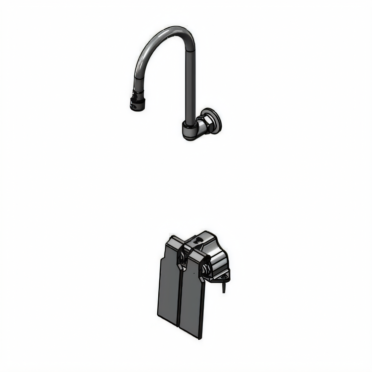 Product image #1 for T&S Brass Double Pedal Valve with Dummy Rigid Gooseneck, 1.5 GPM Laminar Flow Device, 1/2 Inch NPT