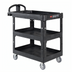 Thumbnail image #1 for Rubbermaid Commercial BRUTE Medium 3-Shelf Heavy-Duty Ergo Utility Cart, 600 lb. Capacity, Black