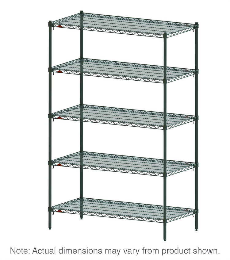 Product image #1 for Metro Super Adjustable Super Erecta Stationary Wire Shelving Starter Unit, 72"W x 18"D x 74"H, 5 Shelves, Metroseal 3 Green