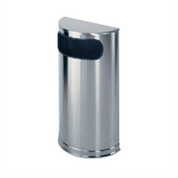 European Series 9-Gallon Half-Round Indoor Stainless Steel Receptacle with Plastic Liner