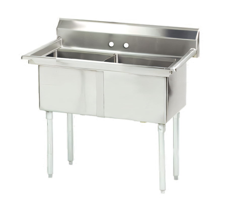 Product image #1 for Advance Tabco Special Value Series 2-Compartment Fabricated Sink, 18" x 18" x 12" Bowls, 18-Gauge 304 Stainless Steel, Without Drainboards