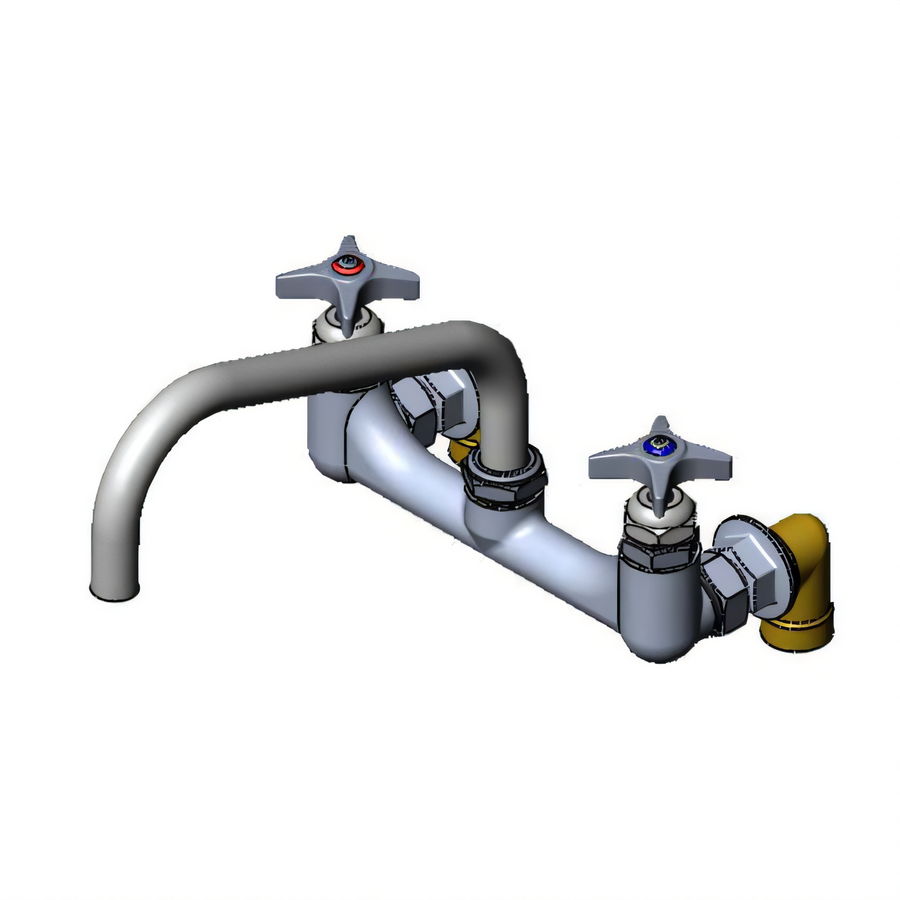 Product image #1 for T&S Brass Big-Flo Wall-Mount Kettle & Pot Sink Mixing Faucet with 10-Inch Swing Nozzle and 8-Inch Adjustable Centers