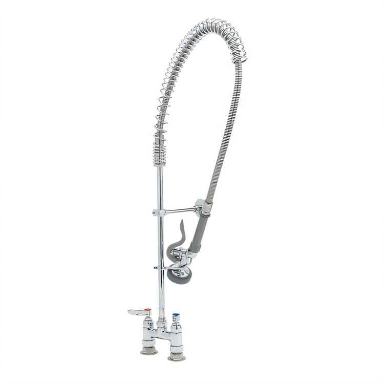 Product image #1 for EasyInstall Deck Mount Pre-Rinse Unit with 4-Inch Centers, Spring Action Gooseneck, and 44-Inch Hose