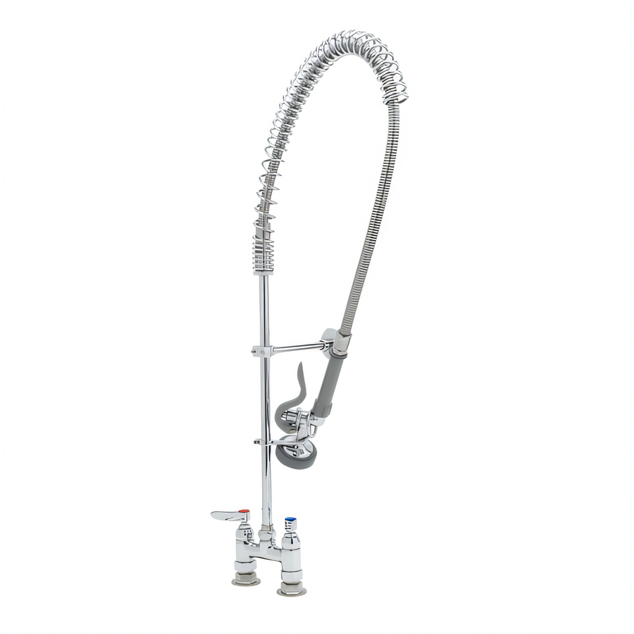 Product image #1 for EasyInstall Deck Mount Pre-Rinse Unit with 4-Inch Centers, Spring Action Gooseneck, and 44-Inch Hose
