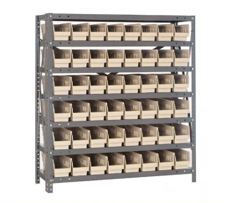 Product image #1 for Quantum Heavy-Duty Stationary Wire Shelving Unit with 7 Shelves and 48 Bins, 36 x 18 x 39 Inches