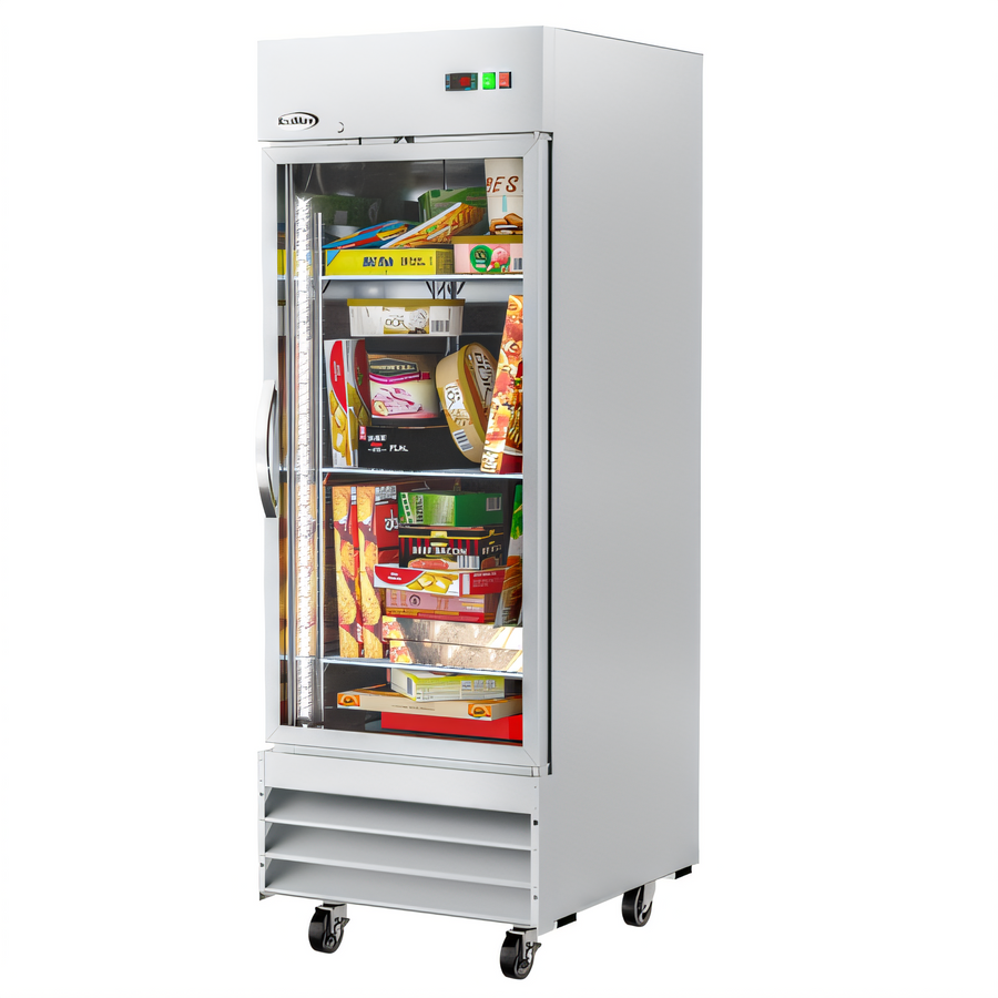 Product image #1 for KoolMore 23 Cu. Ft. One-Section Reach-In Glass Door Freezer, Bottom-Mount, Stainless Steel