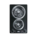 Thumbnail image #1 for Summit Commercial CCE226BL 12-Inch 2-Burner Electric Radiant Cooktop with Coil Burners, Built-In, Black Porcelain, Dial Controls