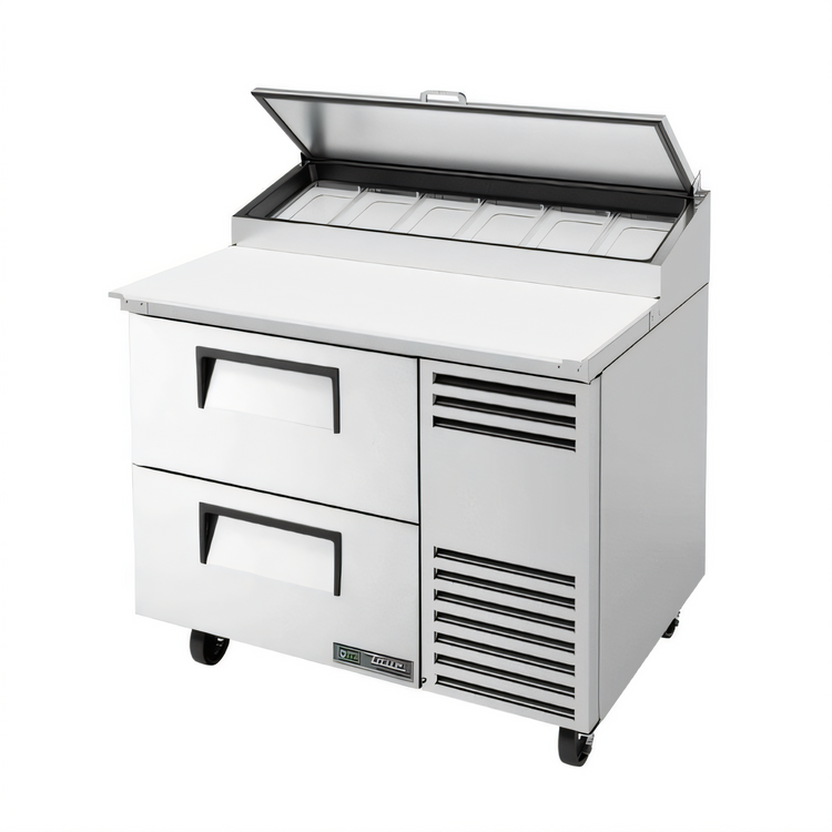 Product image #1 for True 44 5/8-Inch Stainless Steel Refrigerated Pizza Prep Table with 2 Drawers and Alternate Top