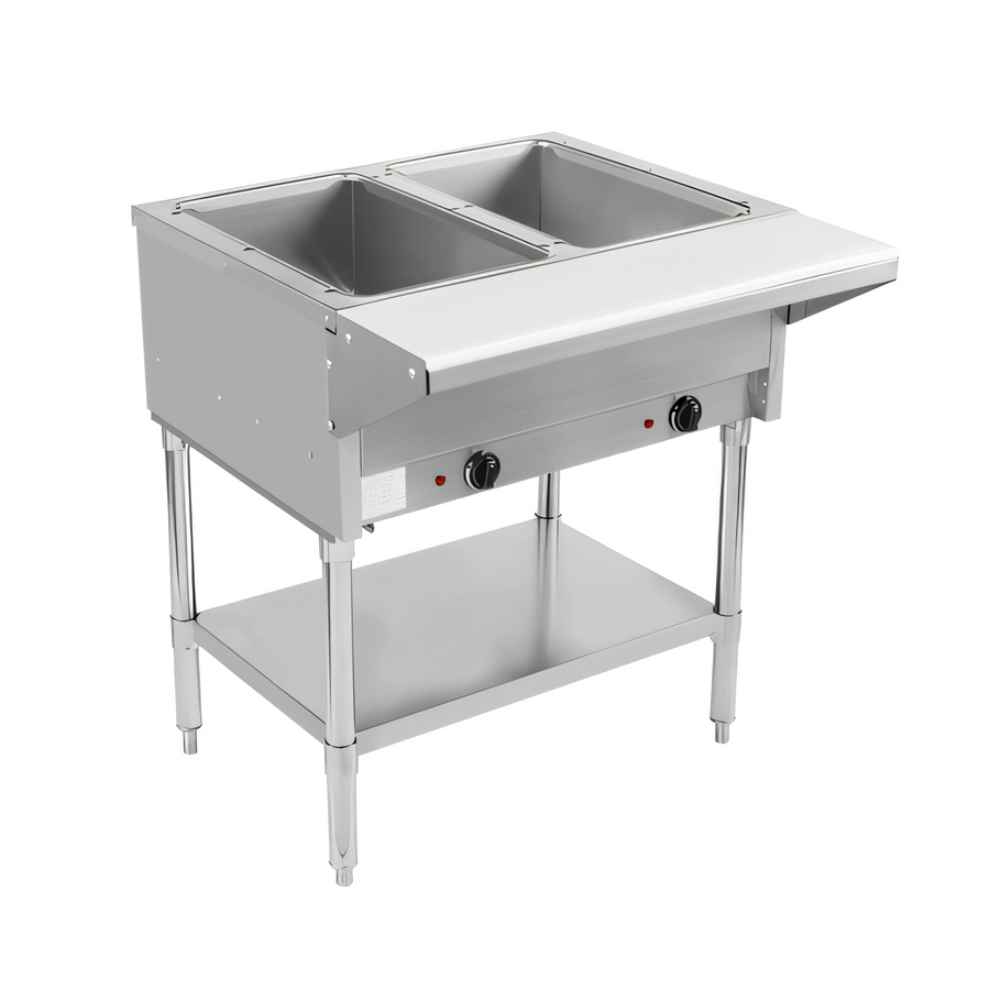 Product image #1 for BevLes 2-Well Dry Heat Steam Table with Open Pan Wells and Cutting Board