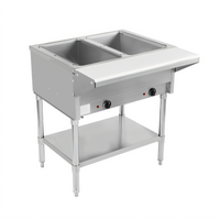 BevLes 2-Well Dry Heat Steam Table with Open Pan Wells and Cutting Board