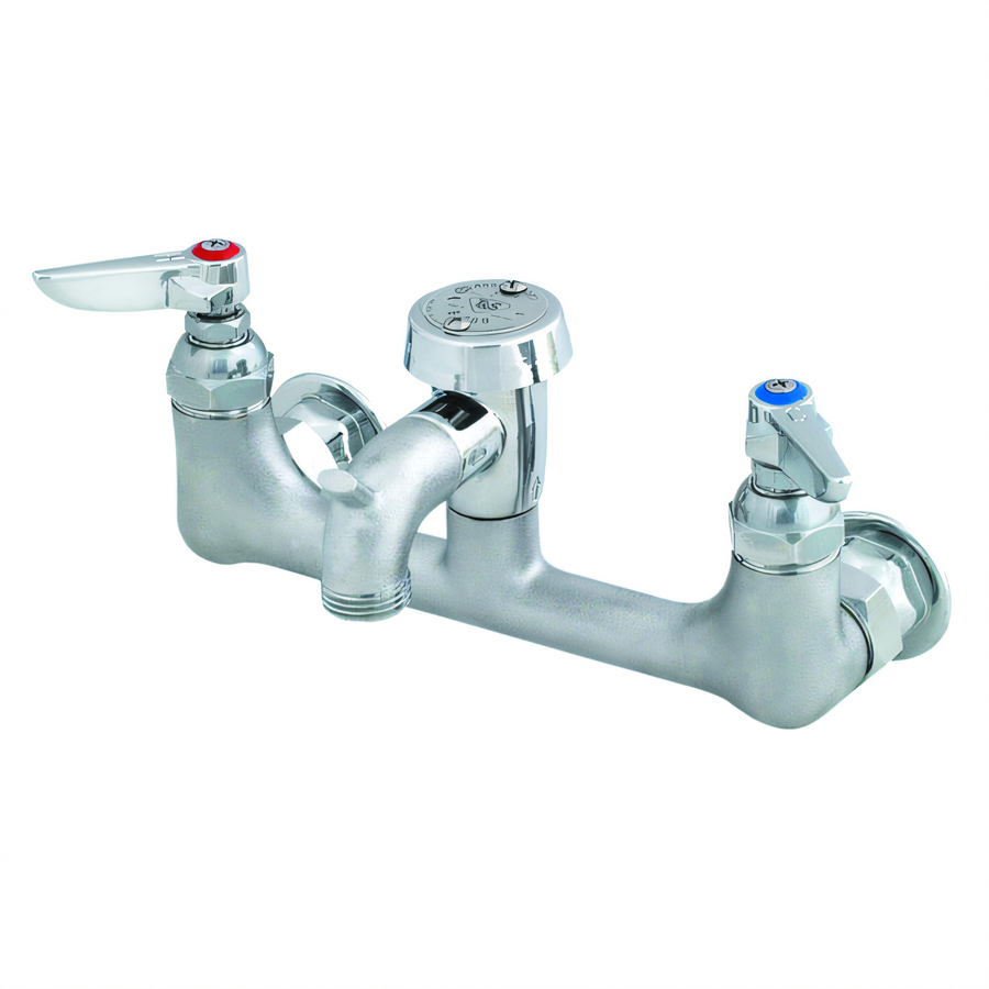 Product image #1 for T&S Brass Wall-Mount Service Sink Faucet with Vacuum Breaker Nozzle, 8" Centers, Chrome-Plated Finish