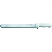 Sani-Safe 12-Inch Roast Slicer Carving Knife with Stain-Free High-Carbon Steel Blade and White Polypropylene Handle