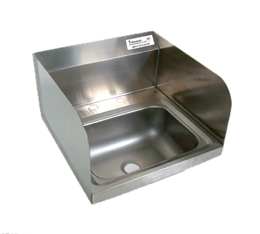 Product image #1 for BK Resources 14" x 10" Wall-Mounted Hand Sink with Dual Side Splashes and 4" O.C. Deck Faucet Holes