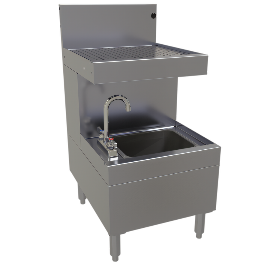 Product image #1 for Glastender 18-Inch Underbar Wet Waste Sink with Drainboard Top