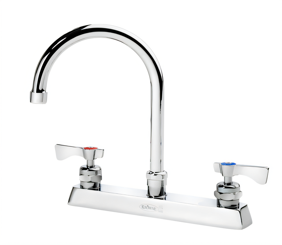 Product image #1 for Krowne Royal Series 8-Inch Center Deck Mount Faucet with 6-Inch Gooseneck Spout, Low-Lead, Polished Chrome