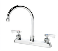Krowne Royal Series 8-Inch Center Deck Mount Faucet with 6-Inch Gooseneck Spout, Low-Lead, Polished Chrome