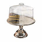 Thumbnail image #1 for American Metalcraft 19SET Stainless Steel Cake Stand & Clear Plastic Cover Set, 13-1/2" Stand, 12" Cover, Mirror Finish