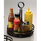Thumbnail image #1 for American Metalcraft FWC89 Round Wrought Iron Condiment Basket, Flat Coil, Black, Center-Slotted Handle Case of 6