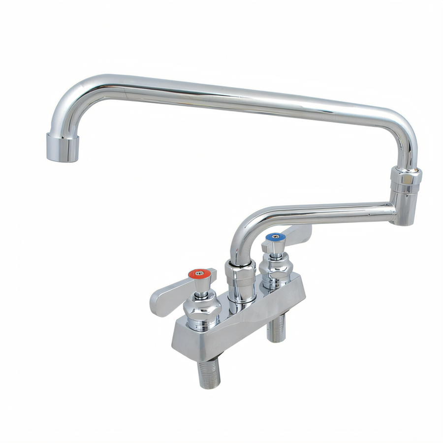 Product image #1 for BK Resources Evolution Series 4-Inch Deck Mount Stainless Steel Manual Faucet with 18-Inch Double Jointed Swing Spout