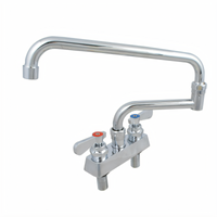 BK Resources Evolution Series 4-Inch Deck Mount Stainless Steel Manual Faucet with 18-Inch Double Jointed Swing Spout
