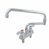Thumbnail image #1 for BK Resources Evolution Series 4-Inch Deck Mount Stainless Steel Manual Faucet with 18-Inch Double Jointed Swing Spout