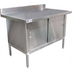 Thumbnail image #1 for 60-Inch Stainless Steel Enclosed Work Table with Sliding Doors and 4-Inch Backsplash