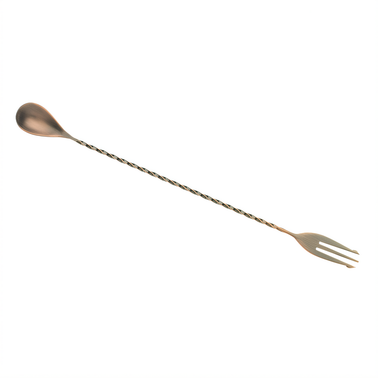 Product image #1 for Barfly 12-3/8 Inch Antique Copper-Plated Bar Spoon with Fork End and Twisted Stem