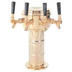 Thumbnail image #1 for Micro Matic USA MTM-4BRKR Mini-Mushroom Countertop Glycol-Cooled 4-Faucet Draft Beer Tower, Polished Brass
