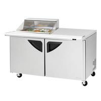 Turbo Air Super Deluxe 60-Inch Two-Section Mega Top Sandwich/Salad Prep Table with Clear Lid and Right-Side Work Station