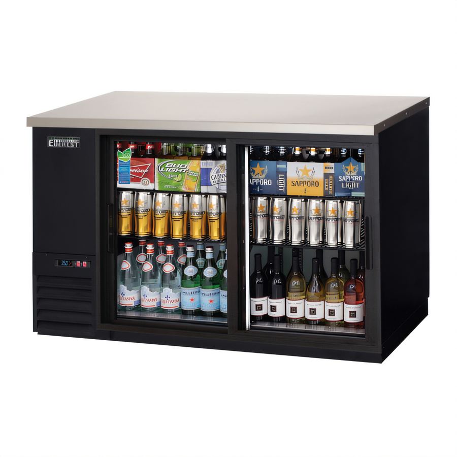 Product image #1 for Everest Refrigeration EBB59G-SD Two-Section Sliding Glass Door Back Bar Cooler, 24 Inch Deep, 17 Cu. Ft.
