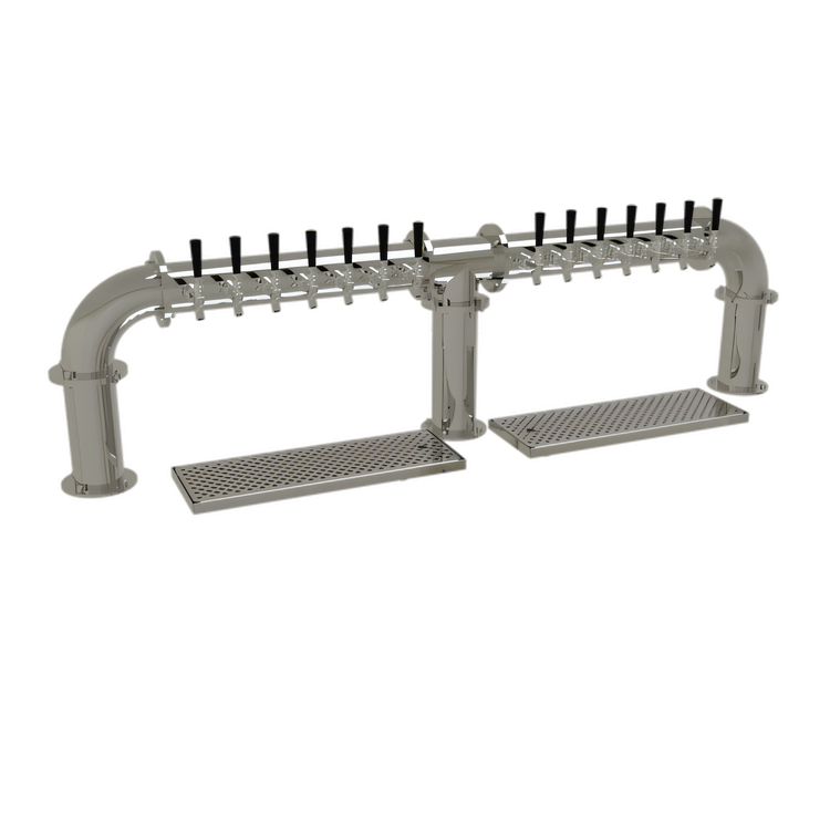 Product image #1 for Glastender Pipe Bridge 14-Faucet Countertop Air-Cooled Draft Dispensing Tower, Mirror Finish