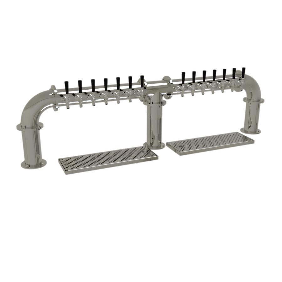 Product image #1 for Glastender Pipe Bridge 14-Faucet Countertop Air-Cooled Draft Dispensing Tower, Mirror Finish