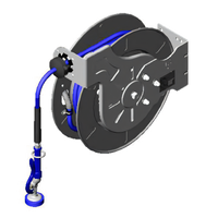 T&S Brass Open Stainless Steel Retractable Hose Reel System with 3/8-Inch x 50-Foot Non-Marking Hose and Blue High-Flow Spray Valve