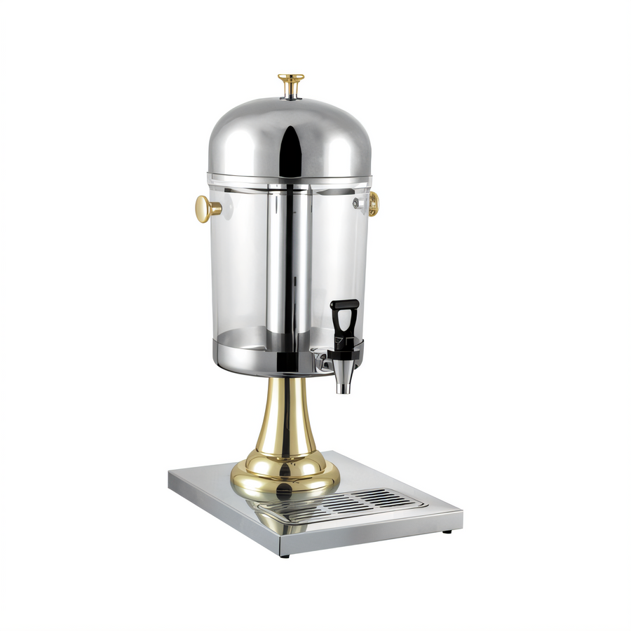 Product image #1 for CAC China 2.2 Gallon Beverage Dispenser with Mirror Finish Lid and Stand, Silver/Gold