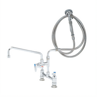 T&S Brass B-0175-04 Pre-Rinse Unit with 8-Inch Deck Mount Add-On Faucet, 12-Inch Swing Nozzle and Spray Valve