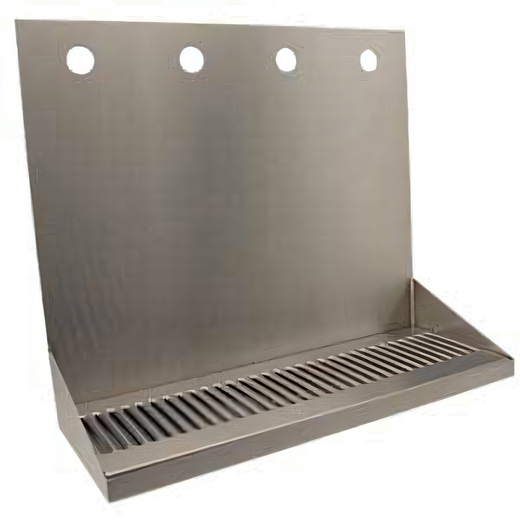 Product image #1 for Micro Matic Wall-Mount 16-Inch Stainless Steel Drip Tray Trough with 4 Faucet Holes and 1/2-Inch NPT Drain