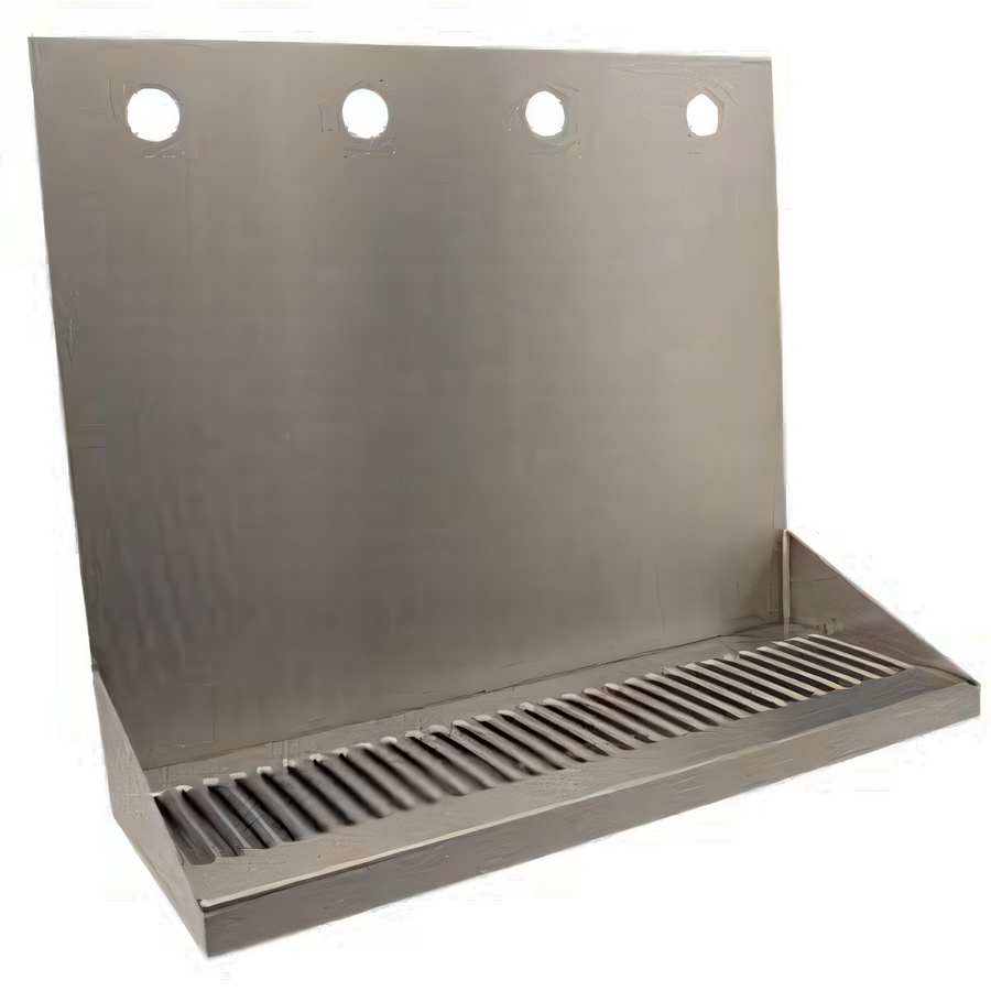 Product image #1 for Micro Matic Wall-Mount 16-Inch Stainless Steel Drip Tray Trough with 4 Faucet Holes and 1/2-Inch NPT Drain