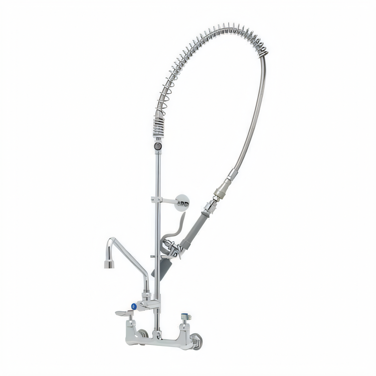 Product image #1 for T&S Brass EasyInstall 8-Inch Wall Mount Add-On Faucet Pre-Rinse Unit with 14-Inch Swing Nozzle and 1.07 GPM Spray Valve