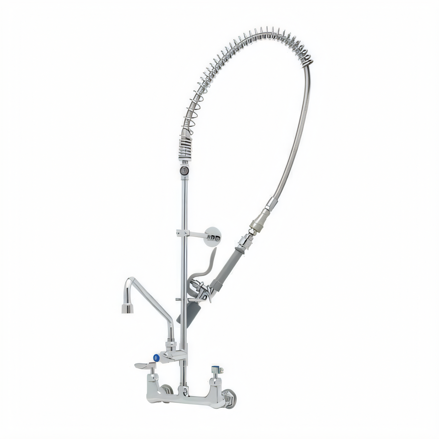 Product image #1 for T&S Brass EasyInstall 8-Inch Wall Mount Add-On Faucet Pre-Rinse Unit with 14-Inch Swing Nozzle and 1.07 GPM Spray Valve