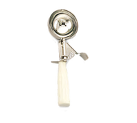 American Metalcraft #10 Stainless Steel Thumb Disher Portion Scoop with Ivory Handle