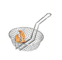 American Metalcraft 10-Inch Round Culinary Fryer Basket with 9-Inch Handle, Nickel-Plated Steel Coarse Mesh