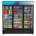 Thumbnail image #1 for KoolMore Three-Section Glass Door Merchandiser Refrigerator, 56 Cu. Ft., Bottom-Mount, Black