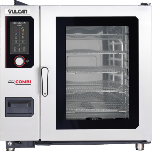 Product image #1 for Vulcan CHEF'SCOMBI 102E-GRB-L 208V 10-Level Full-Size Electric Steam Generator Combi Oven, Left-Hinge, Bottom Oven Stacked Configuration