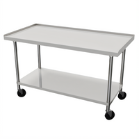 Ovention 36-Inch H x 60-Inch W Stainless Steel Equipment Stand with Adjustable Undershelf and Casters